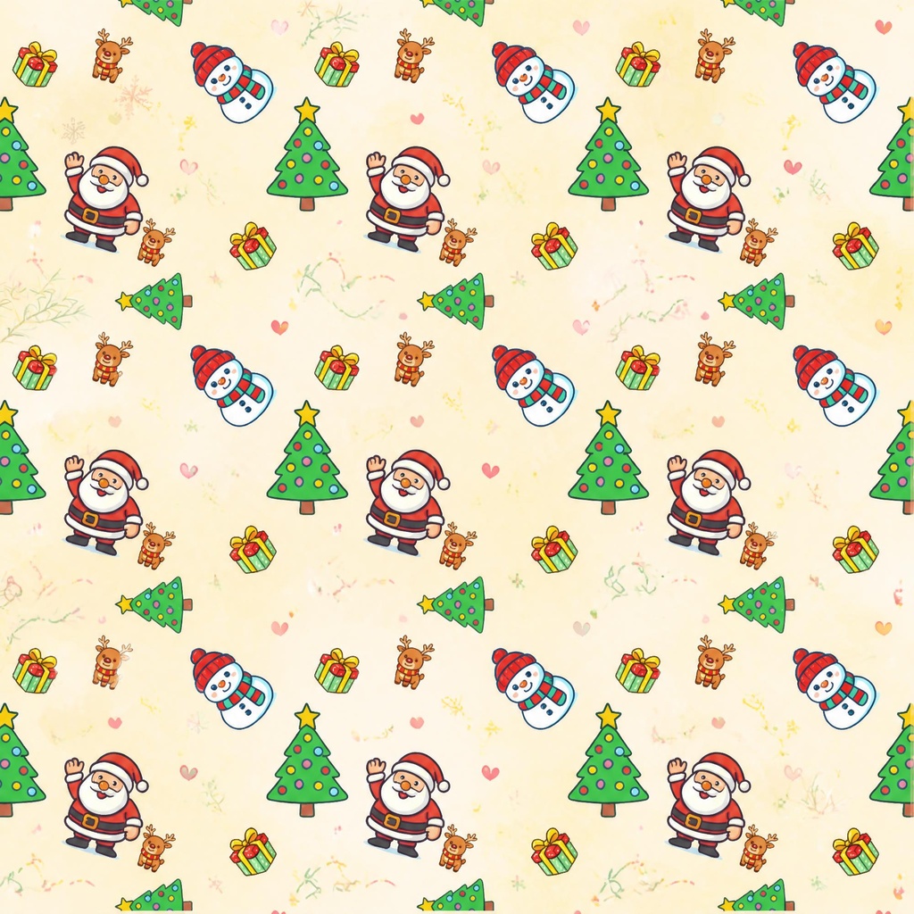 ハロウィン柄とクリスマス柄ミックスのデザインペーパー（ポップ＆水彩画風）