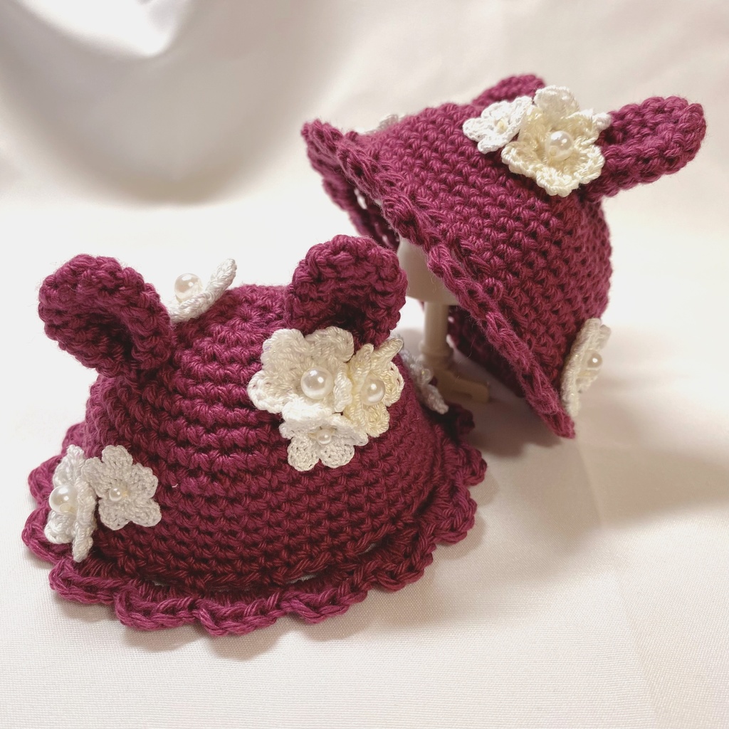 熊の花畑帽*9〜11cmぬい用