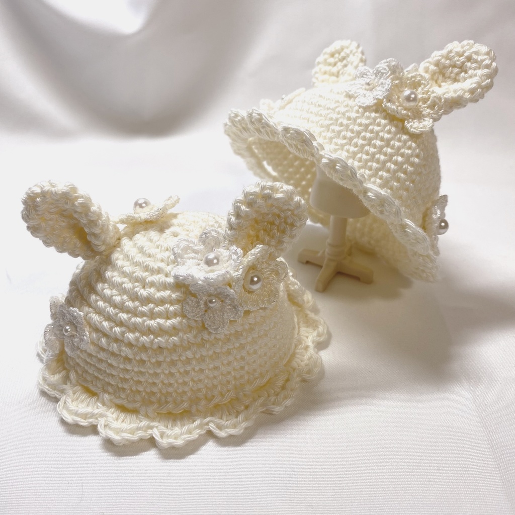 熊の花畑帽*9〜11cmぬい用