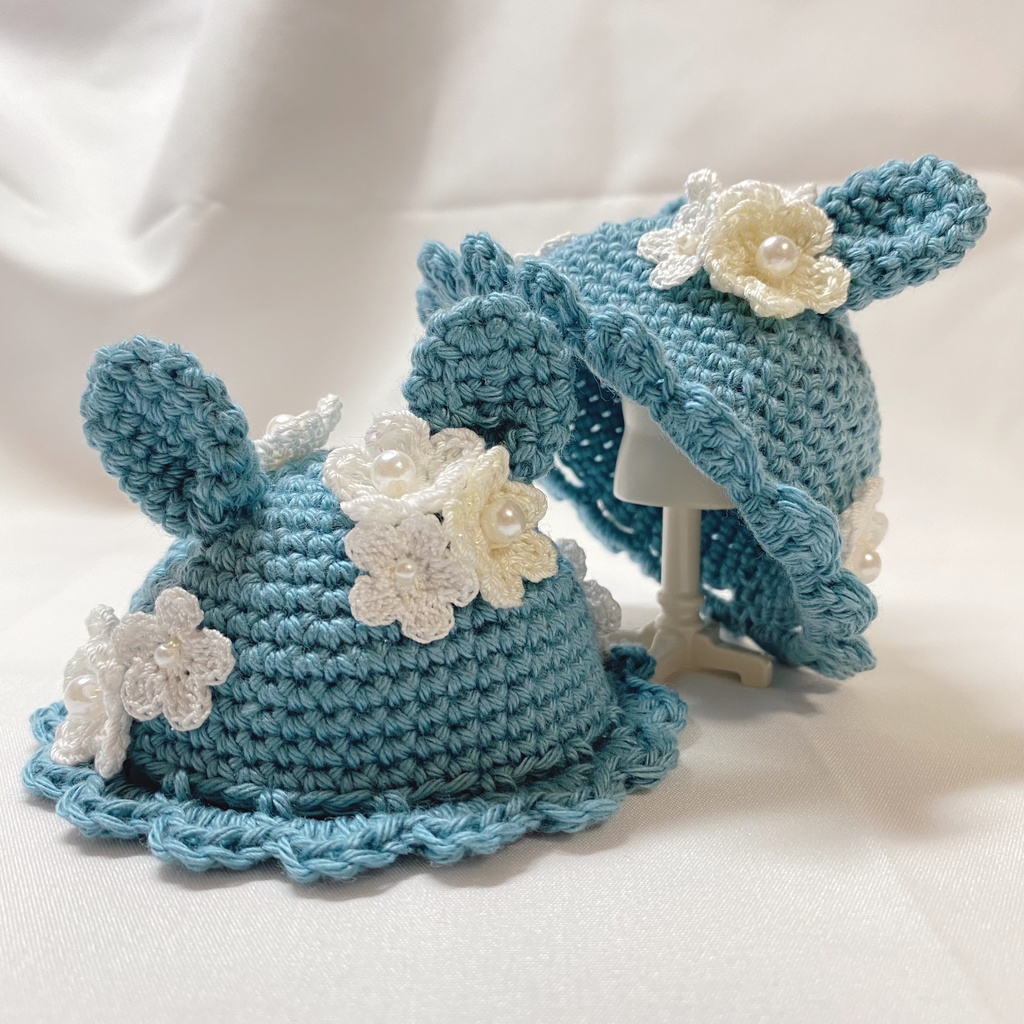 熊の花畑帽*9〜11cmぬい用