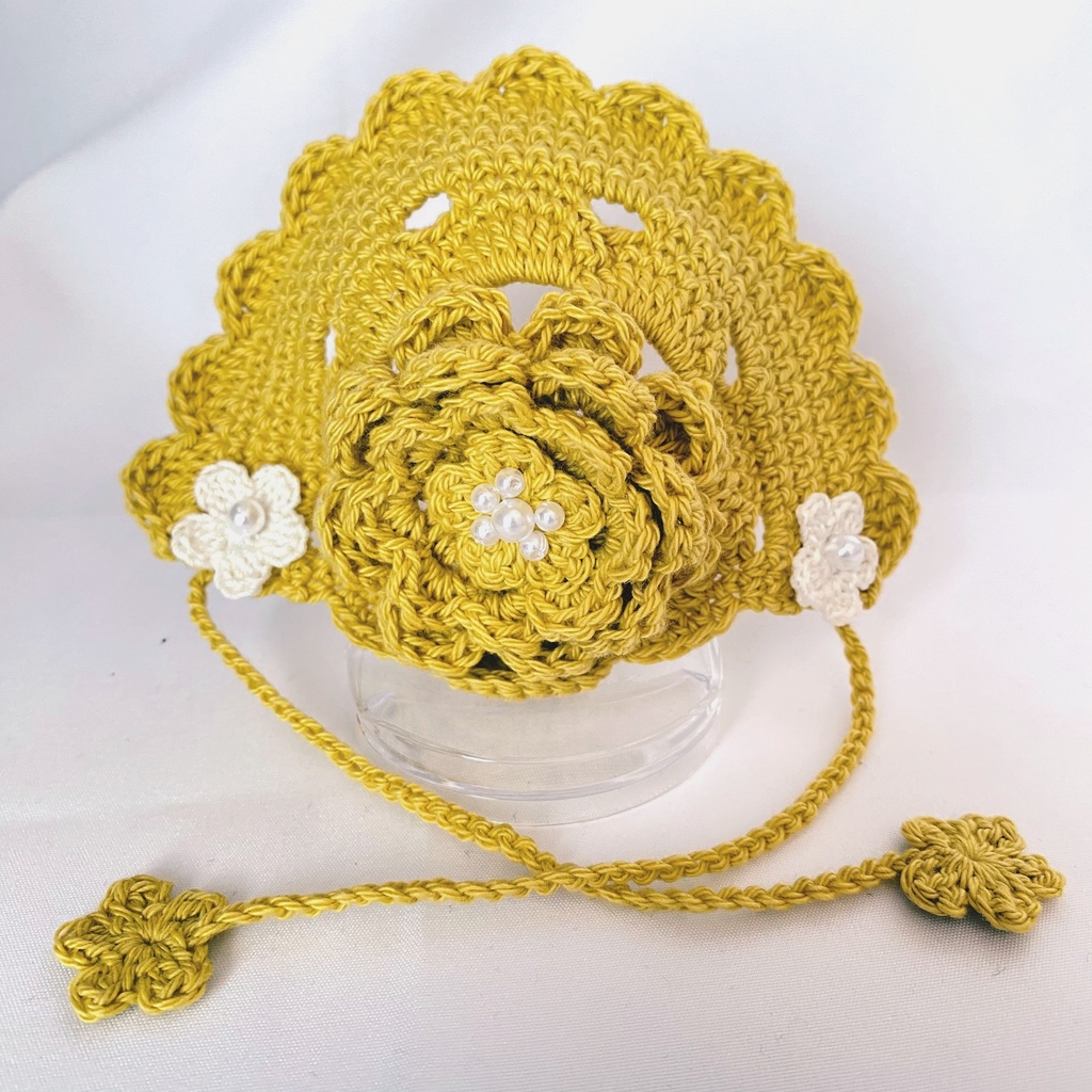 フラワーボンネット*9〜11cmぬい用