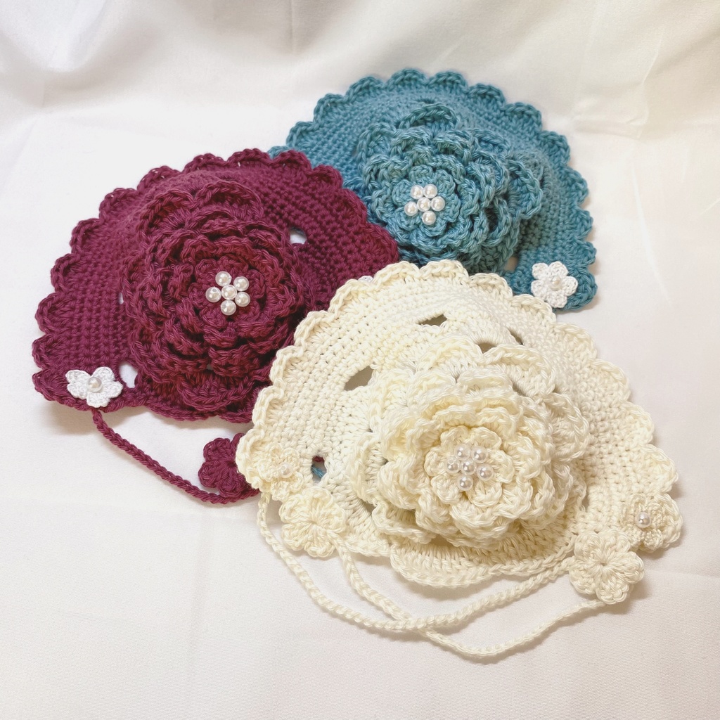 フラワーボンネット*16cmぬい用
