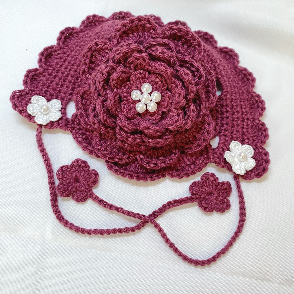 フラワーボンネット*16cmぬい用