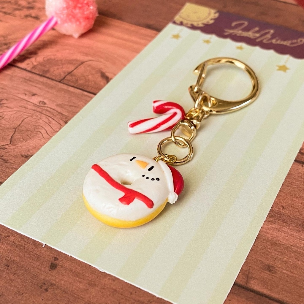 雪だるまのチョコドーナツキーホルダー(ホワイトチョコ味)