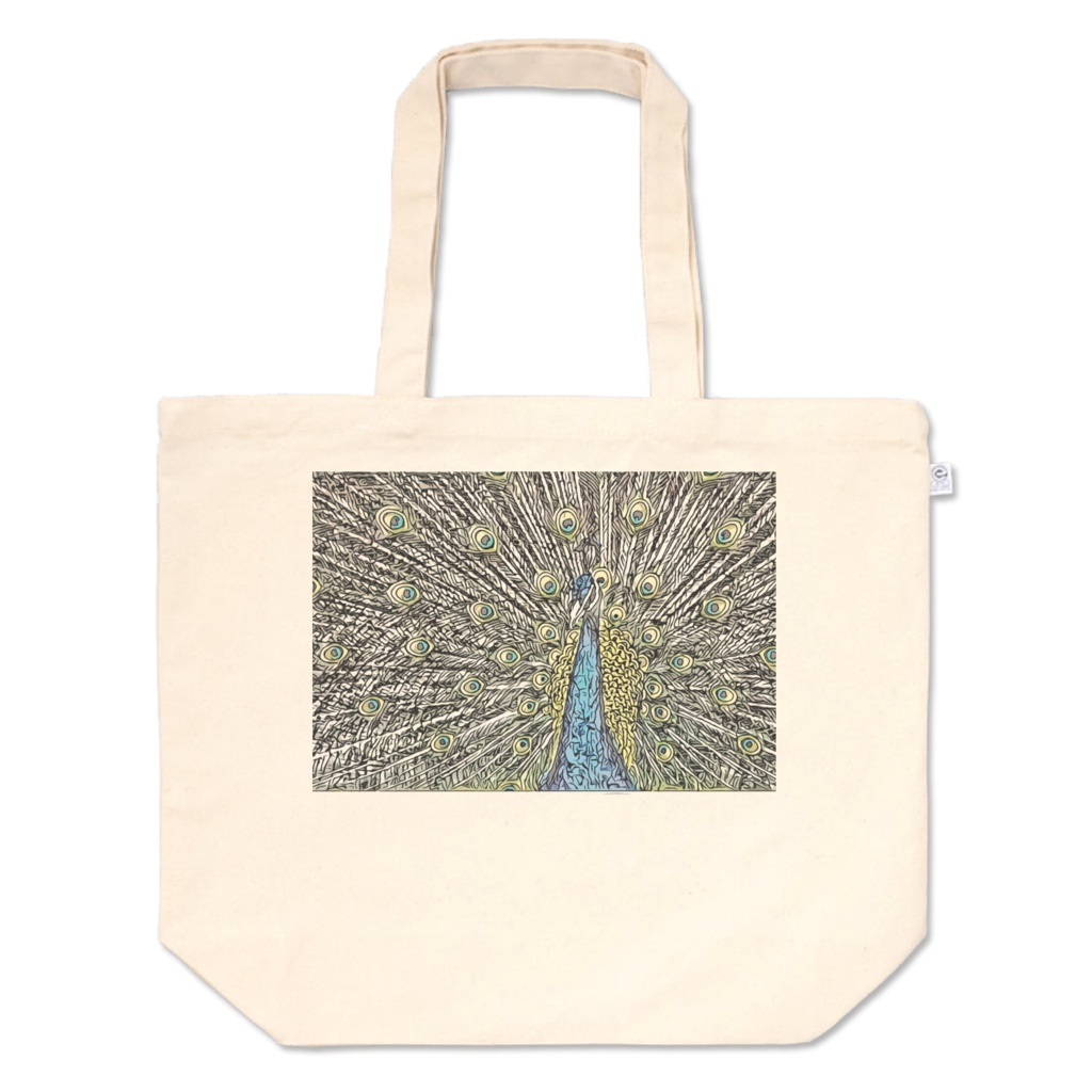 モザイククジャクのトートバッグ(L)