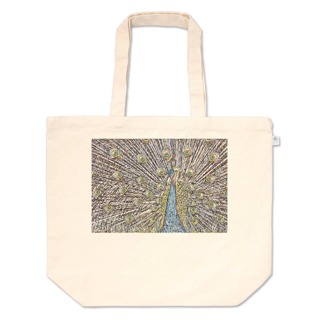 モザイククジャクのトートバッグ(L)