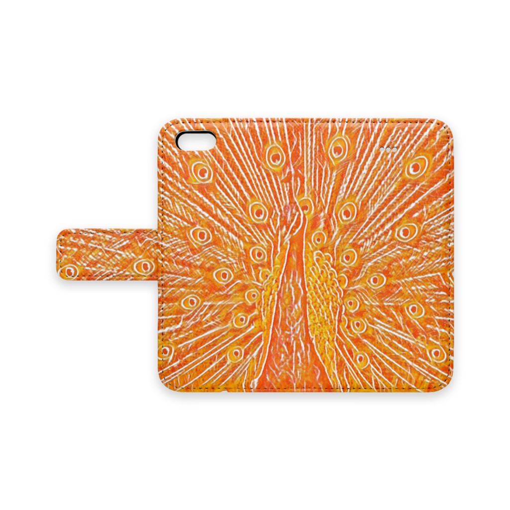 モザイククジャクのiPhoneカバー(オレンジ)