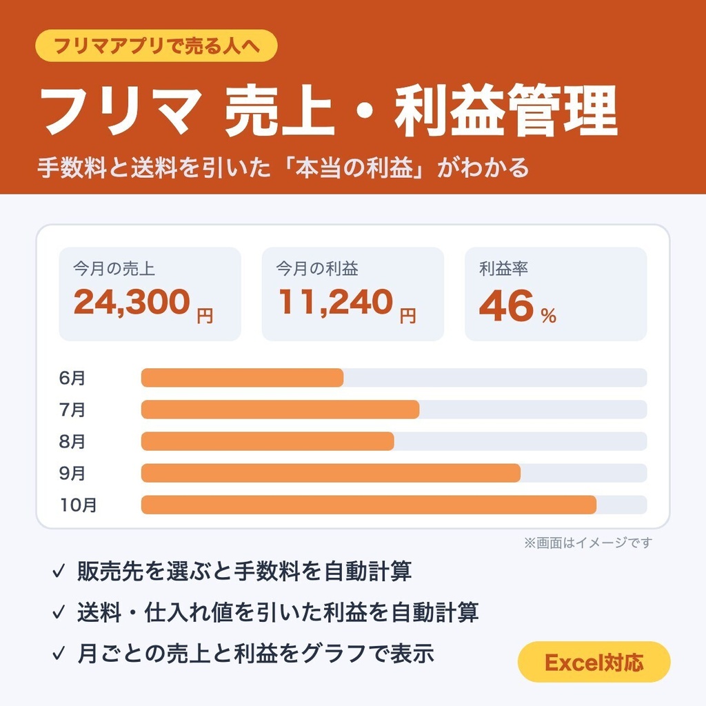 フリマ 売上・利益管理｜手数料と送料を引いた「本当の利益」がわかる（Excel対応）
