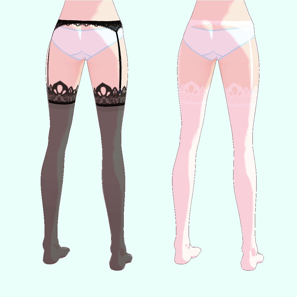 【VRoidStudio正式版向け】ガーターベルト&ストッキング 黒・白セット