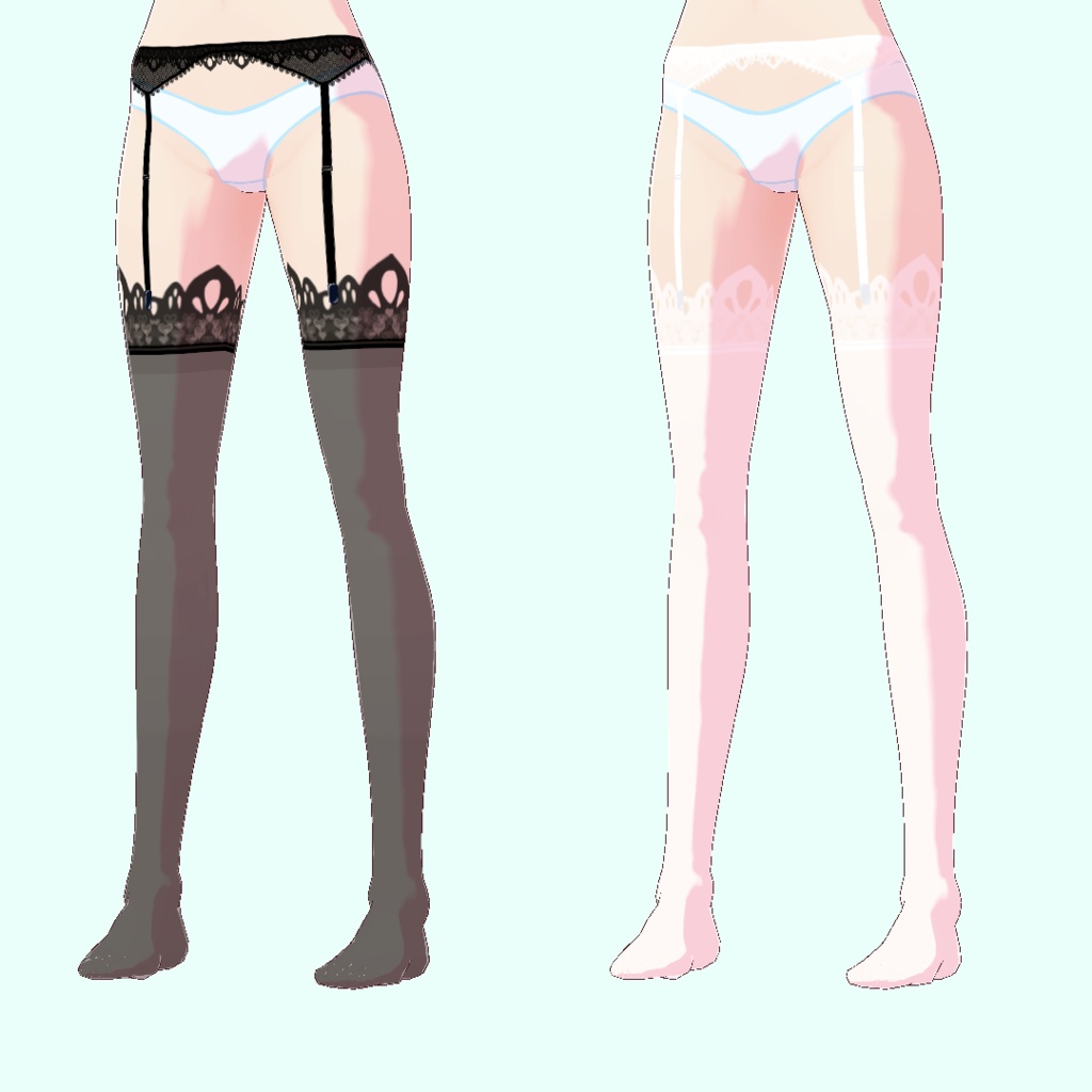 【VRoidStudio正式版向け】ガーターベルト&ストッキング 黒・白セット