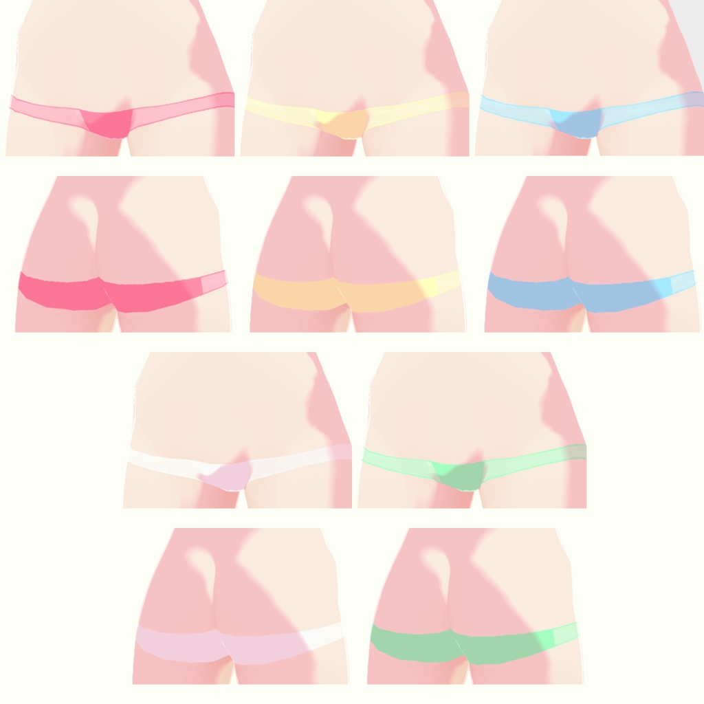 【VRoidStudio正式版向け】パンツ3種×5色セット