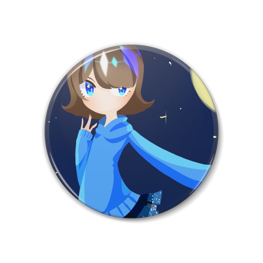 【イカ奴】きらきらお星さま缶バッジ【ぴえんまる】