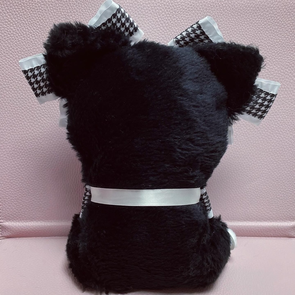 おすわりMサイズぬい服♡ホワイトカメリア✖️千鳥格子リボンねこ🤍🖤(裏地あり)