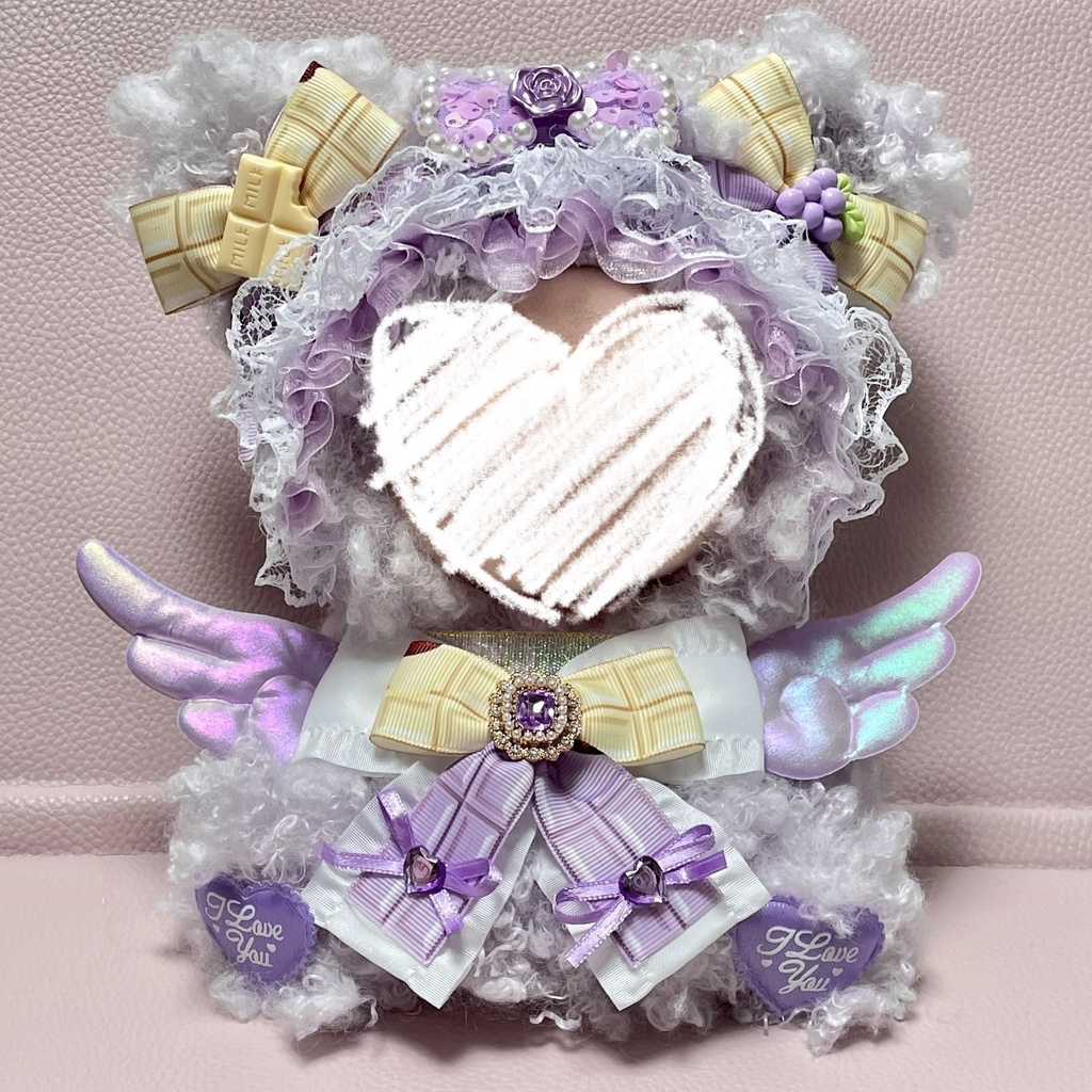 Mサイズぬい服🤍🍇🍫ホワイトチョコ&ぶどうチョコ天使くま🧸