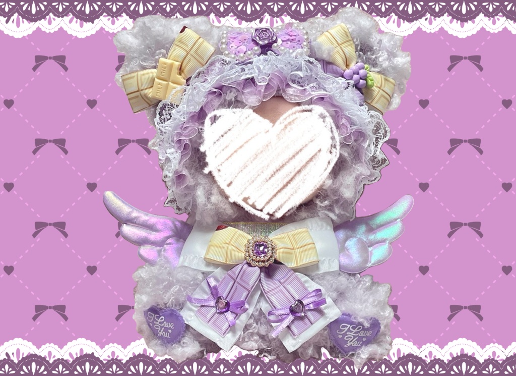 Mサイズぬい服🤍🍇🍫ホワイトチョコ&ぶどうチョコ天使くま🧸