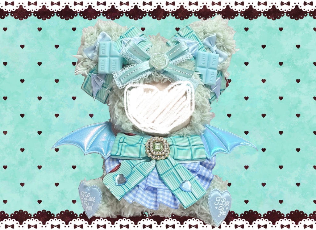Sサイズぬい服🌱🍫🎀ミントチョコリボンデビルくま🦇🧸