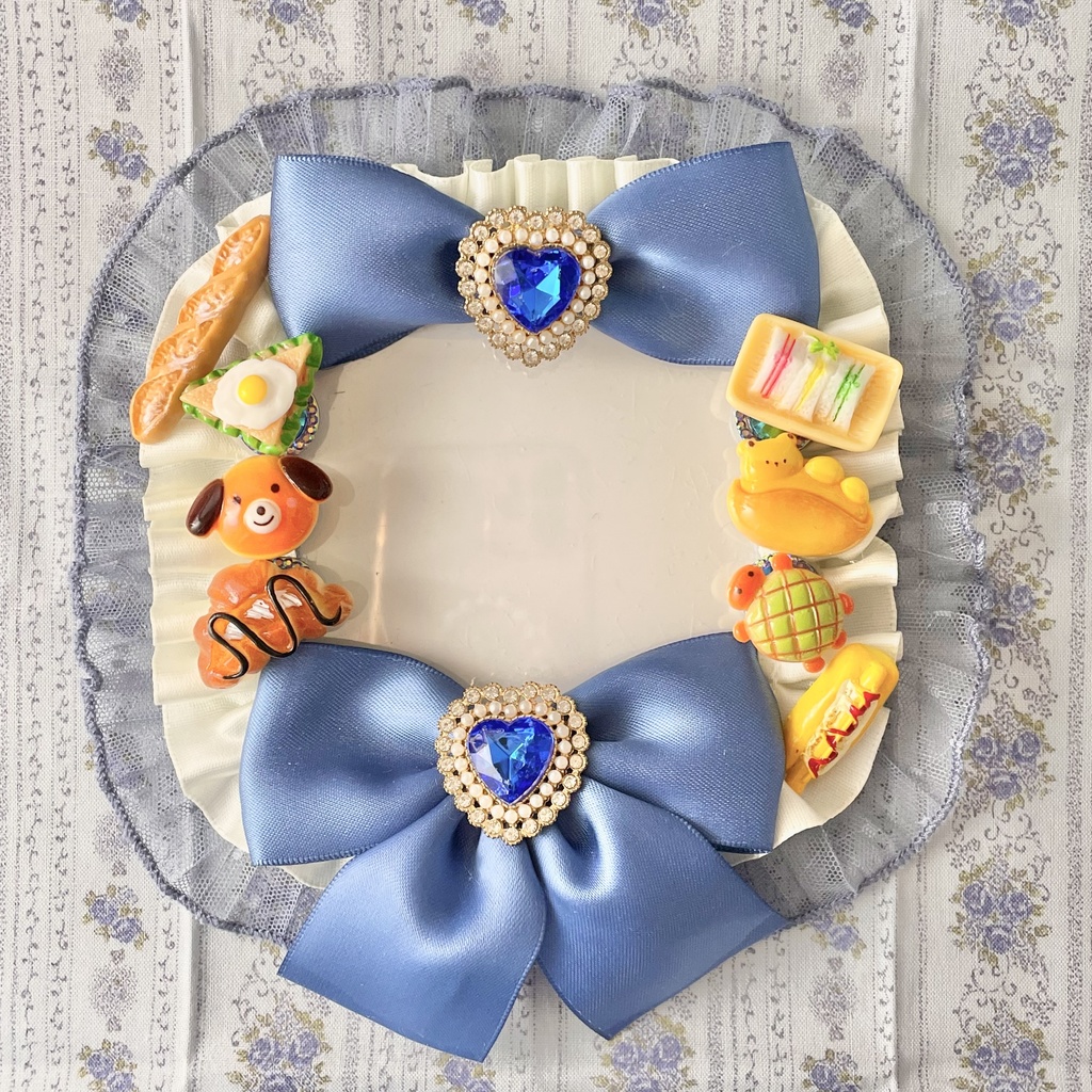 SALE品スクエアサイズ硬質カードケースデコ🌤Breakfast blue