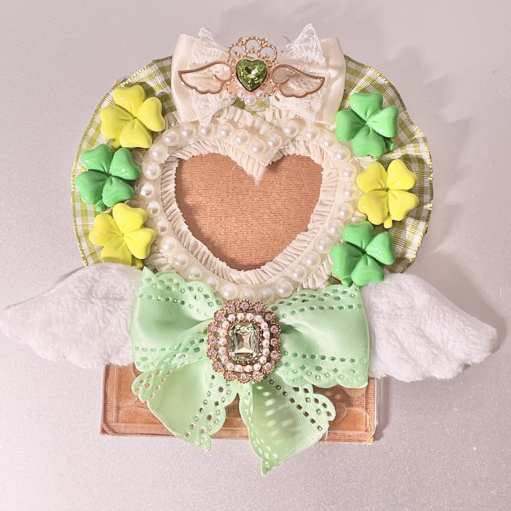 B8サイズ硬質カードケースデコ💚Fortune clover angel