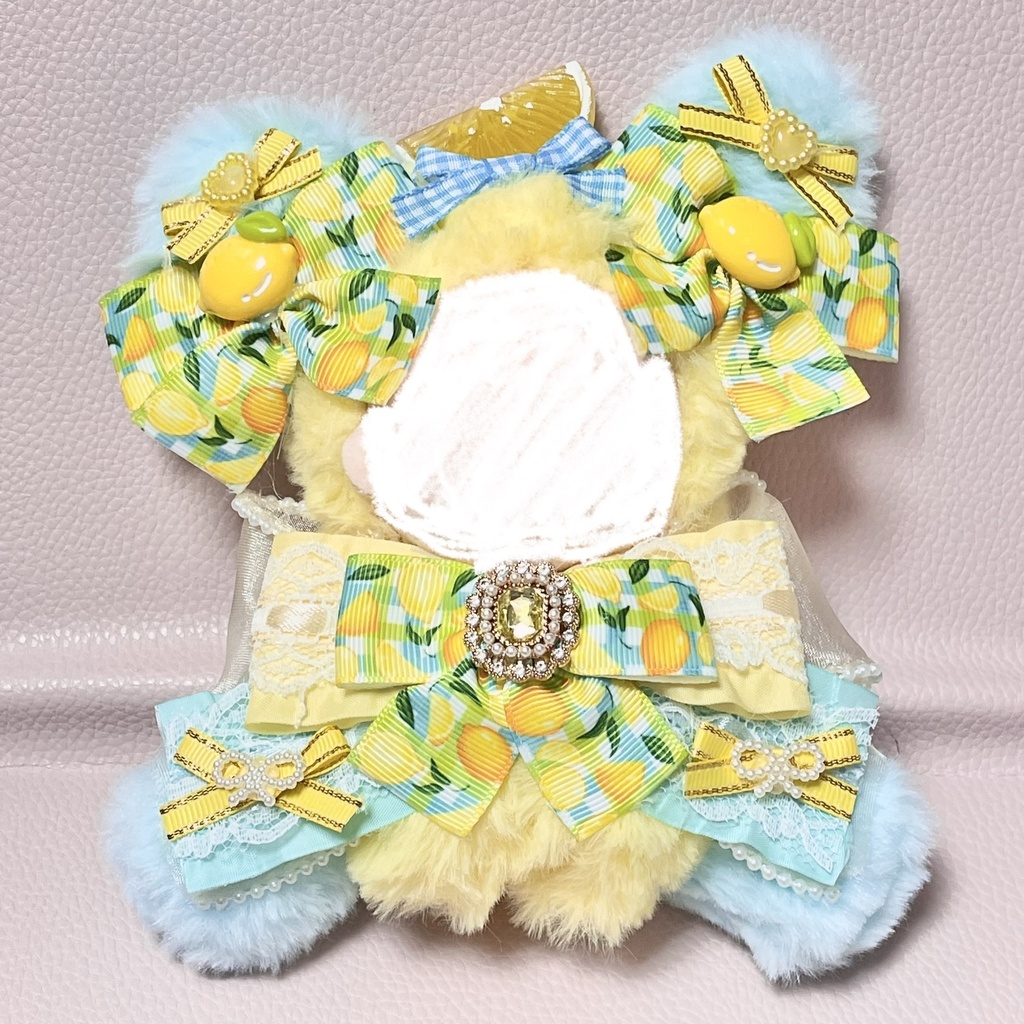Sサイズぬい服☀️🍋🩵sunny sky lemon pearl ribbon(裏地あり)
