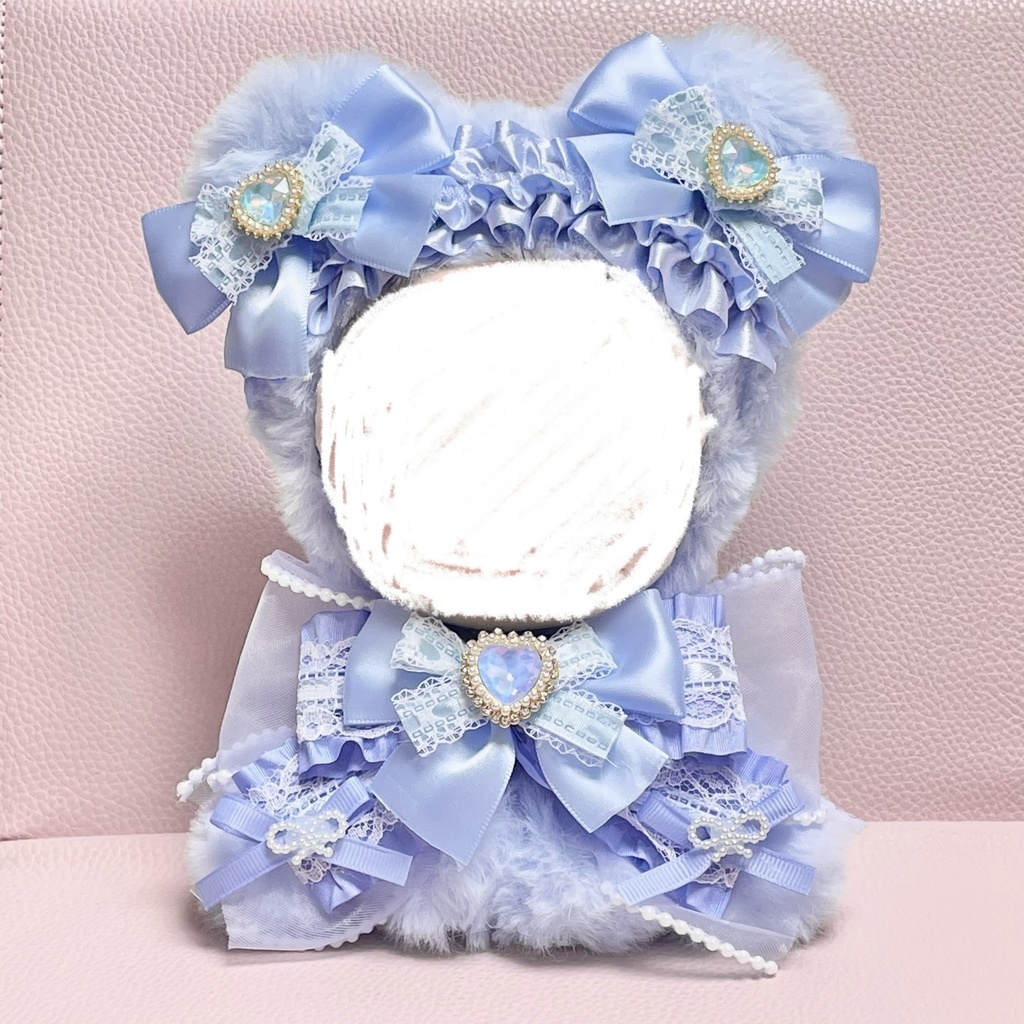 Mサイズぬい服💠Pure blue bijou ribbon(裏地あり)