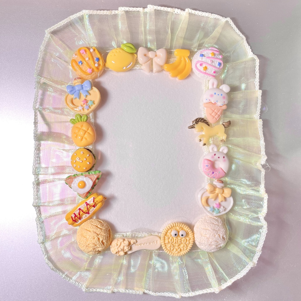 L判硬質カードケースデコ💛Yellow assort aurora frill