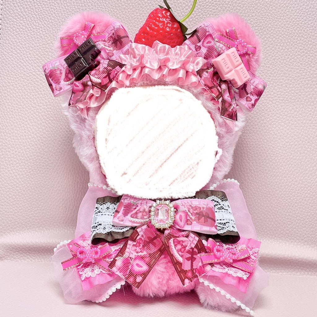 Mサイズぬい服🍓🍫🎀strawberry chocolate × milk chocolate mix pearl ribbon(裏地あり)