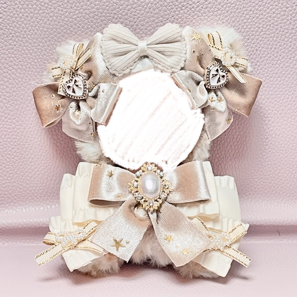 Sサイズぬい服🤍🐆Twinkle star velours ribbon snow leopard(裏地あり)