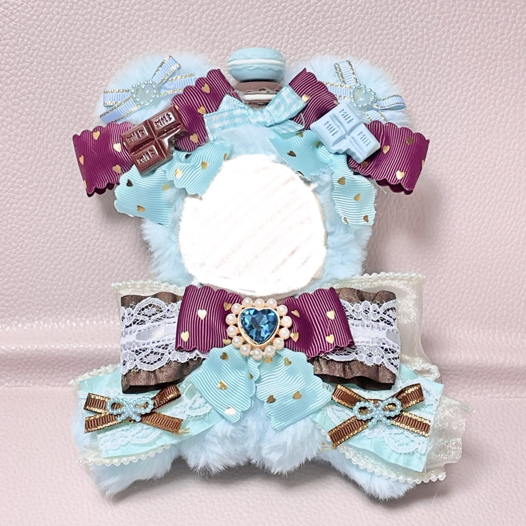 Sサイズぬい服🍫🌱Chocolate mint macaron pearl ribbon(裏地あり)