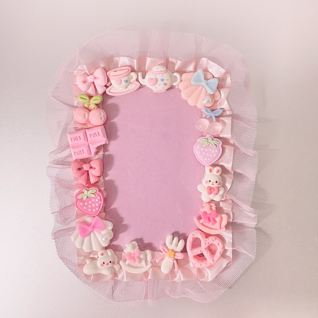 L判サイズ硬質カードケースデコ🌸Pink Assort tulle frill