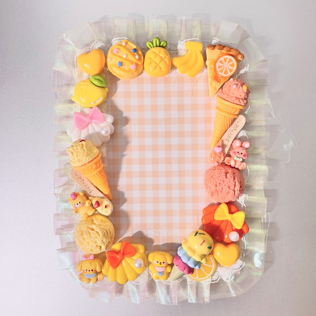 L判サイズ硬質カードケースデコ🏝️🐚🍋🍊🍨Vivid summer ice cream