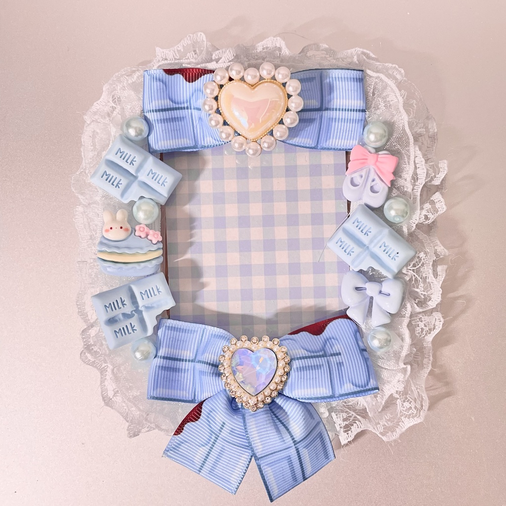 B8サイズ硬質カードケースデコ🌤💠🍫Skyblue mint chocolate