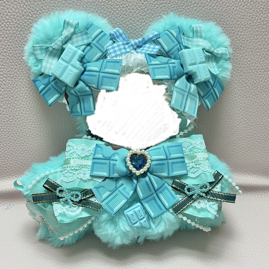 Sサイズぬい服✳️💠🌱🍫emerald bluegreen mint chocolate pearl ribbon (裏地あり)