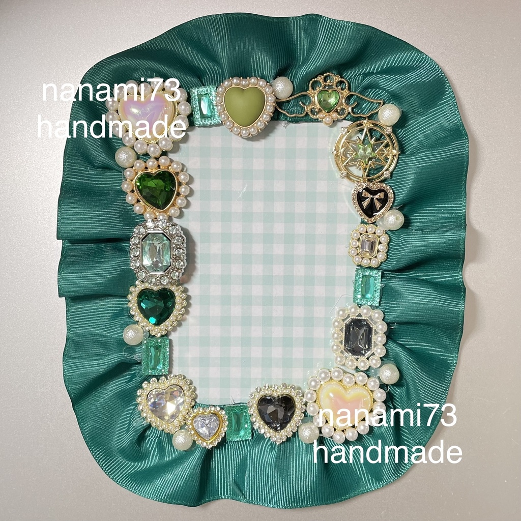L判サイズ硬質カードケースデコ💚Green bijou assort