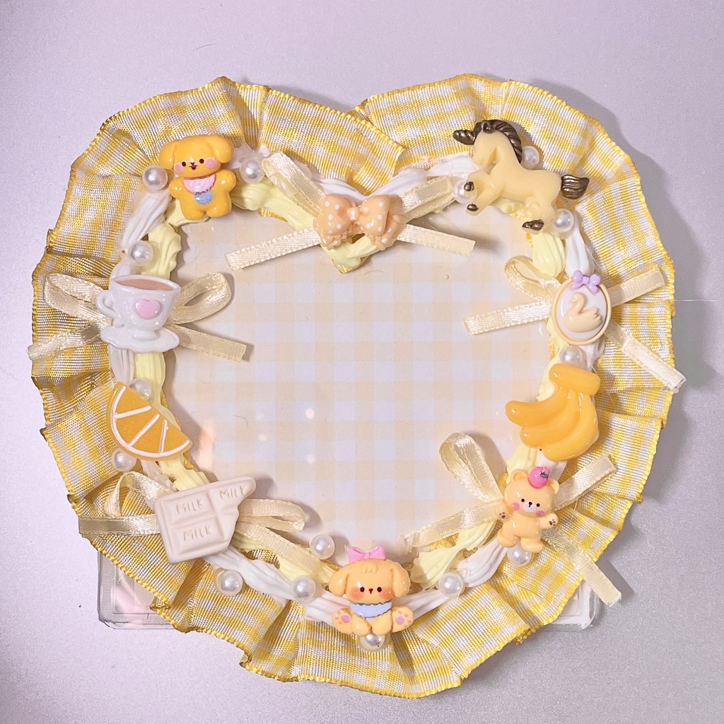 スクエアサイズ硬質カードケースデコ🍋🍌Lemon banana whip cream
