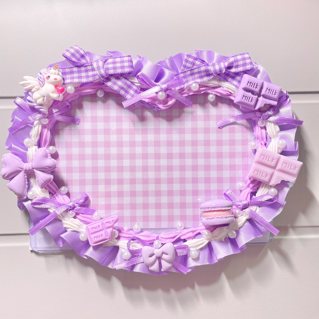 ポストカードサイズ硬質カードケースデコ🍇Grape whip cream①