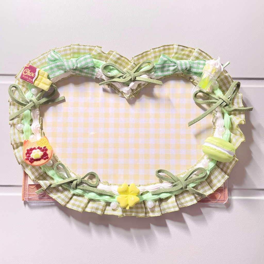 ポストカードサイズ硬質カードケースデコ🍵抹茶ホイップクリーム