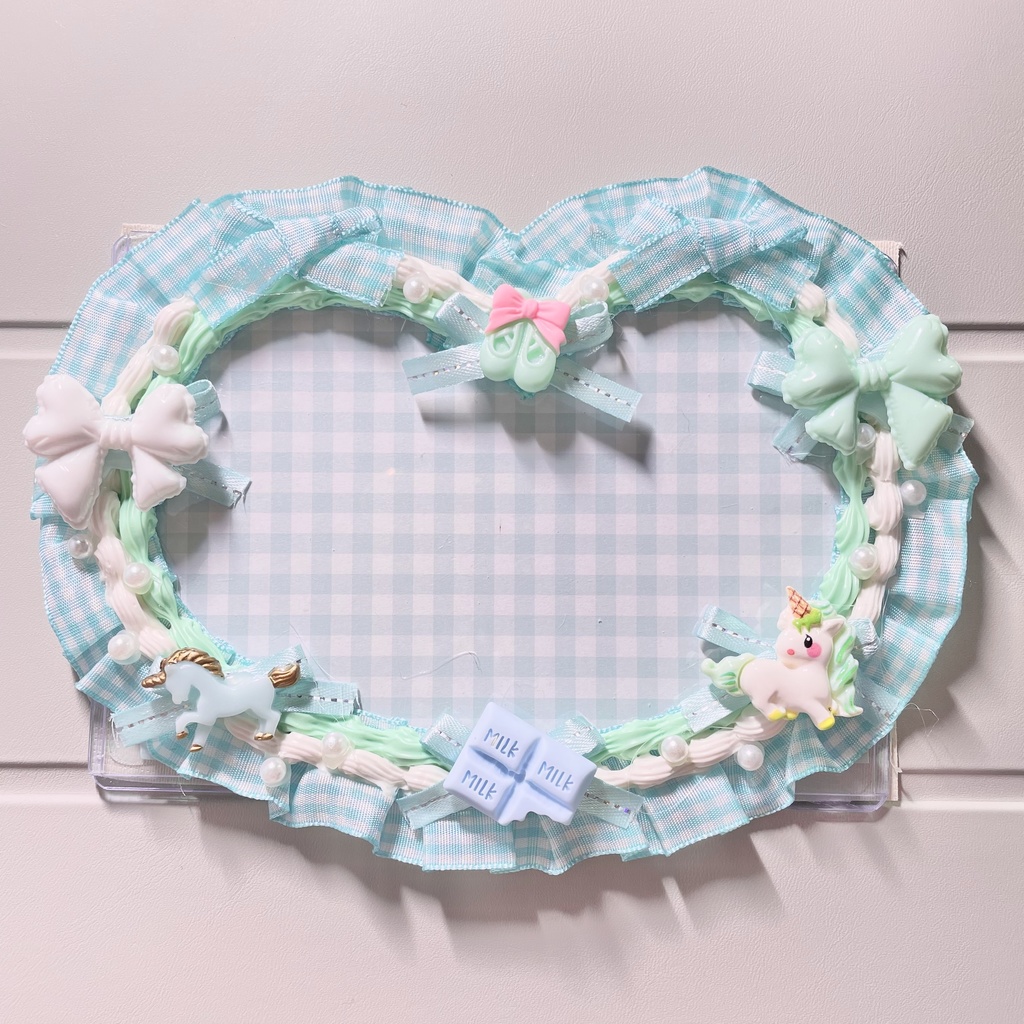 ポストカードサイズ硬質カードケースデコ🌱Mint whip cream