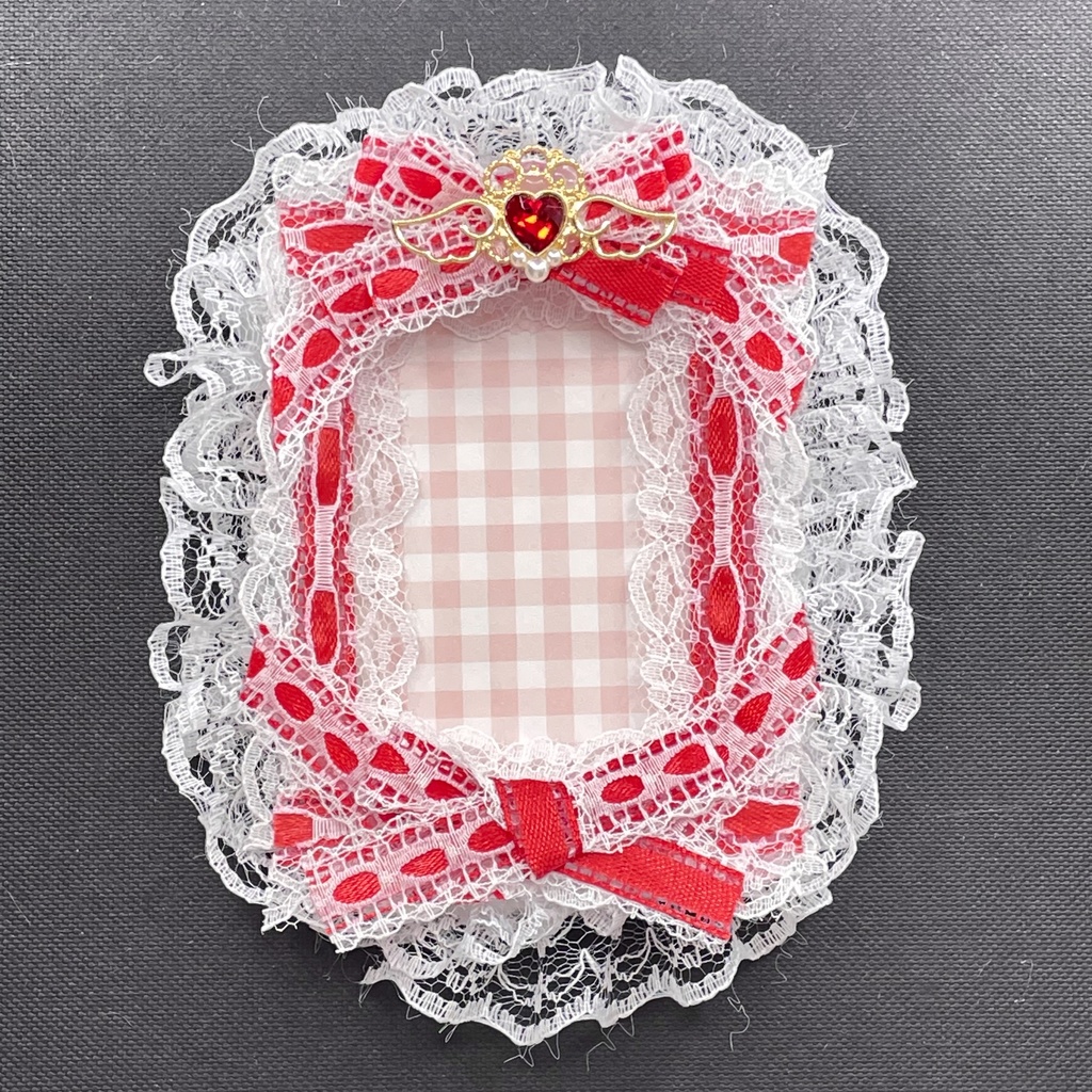 B8サイズ硬質カードケースデコ❤️🎀Sugary frill frame red