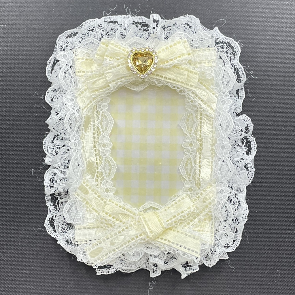 B8サイズ硬質カードケースデコ💛🎀Sugary frill frame lemon