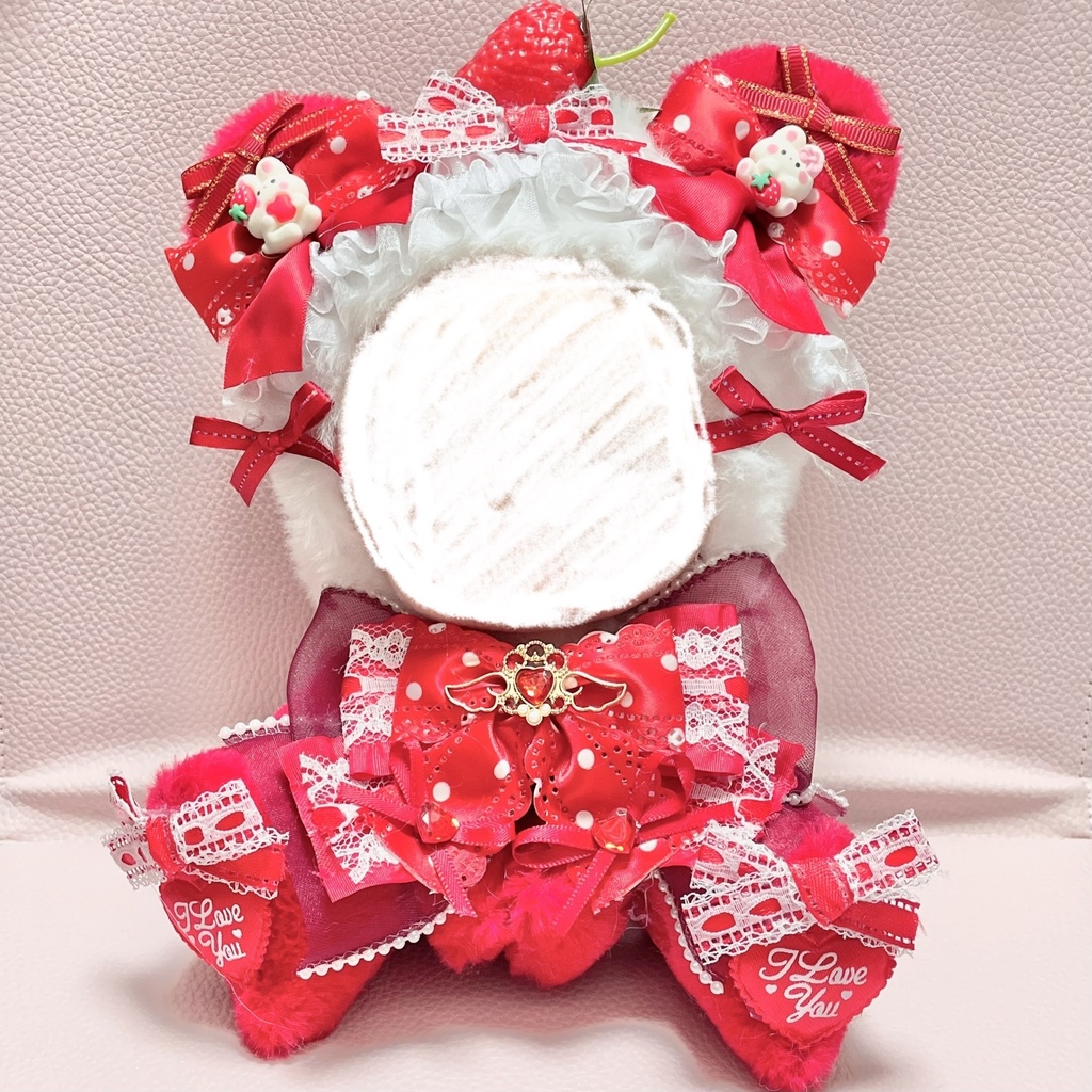 Mサイズぬい服🍓Strawberry polka dots ribbon(裏地あり)