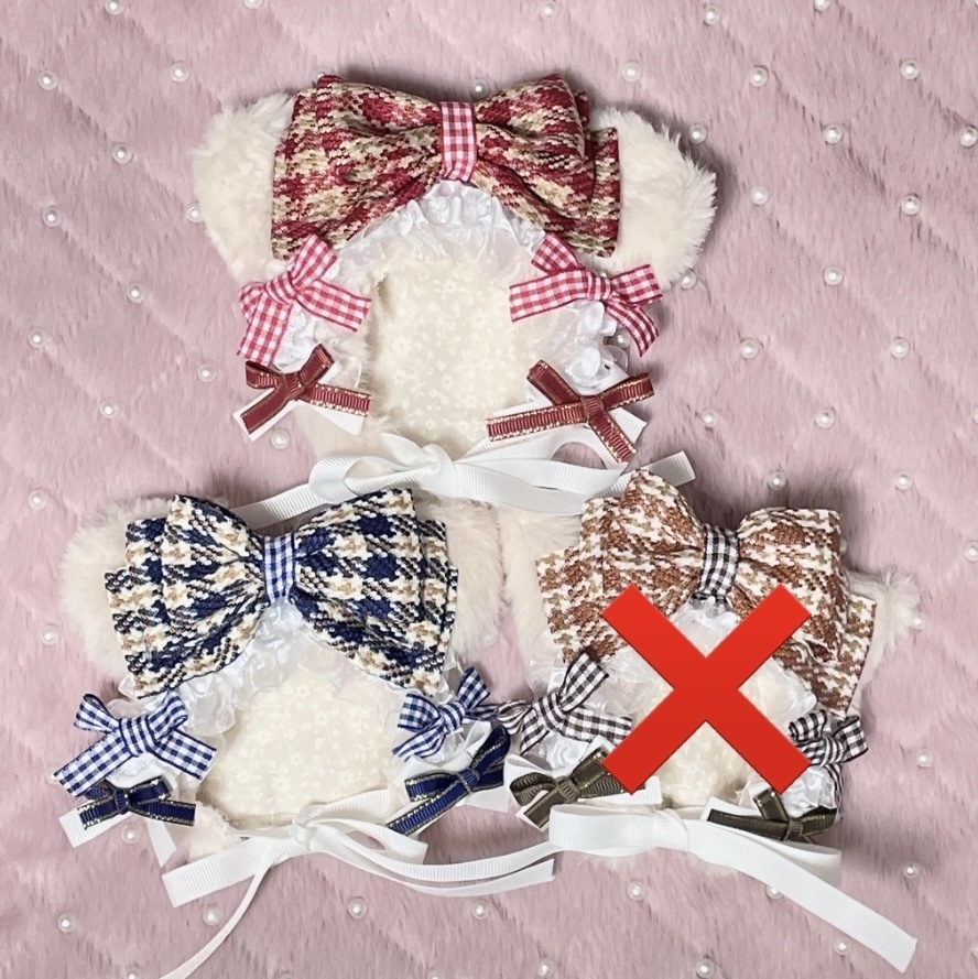 Sサイズ通常ぬい服🤍🫖White milk tea hood check ribbon(裏地あり)