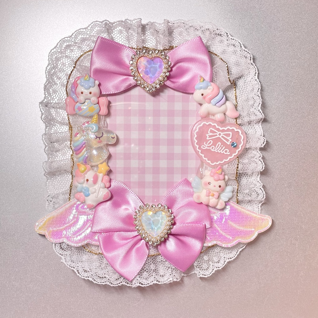 B8サイズ硬質カードケースデコ🦄Unicorn pink