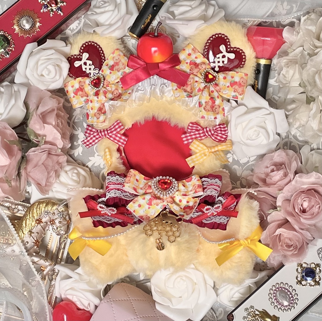 Mサイズぬい服🍯🍎Honey apple pearl ribbon(裏地あり)