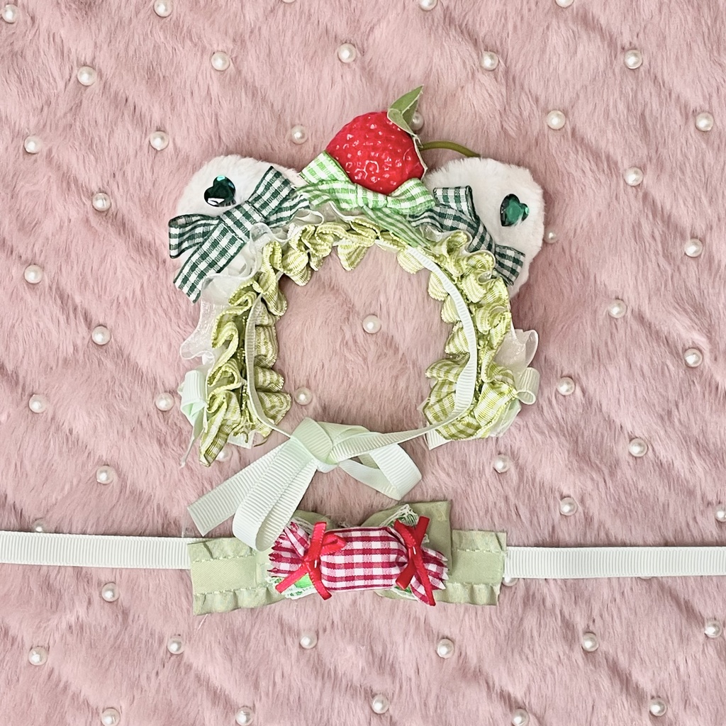 🍓🐈strawberry cat Sサイズ&SM中間サイズ兼用ぬい服