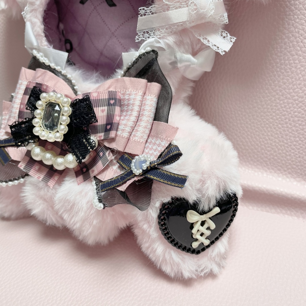 Mサイズぬい服🎀🖤Girly braided houndstooth ribbon(裏地あり)