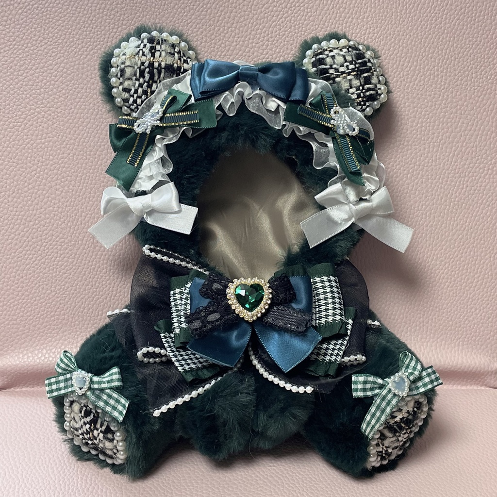 Mサイズぬい服🌲Midnight forest tweed✖︎houndstooth ribbon(裏地あり)