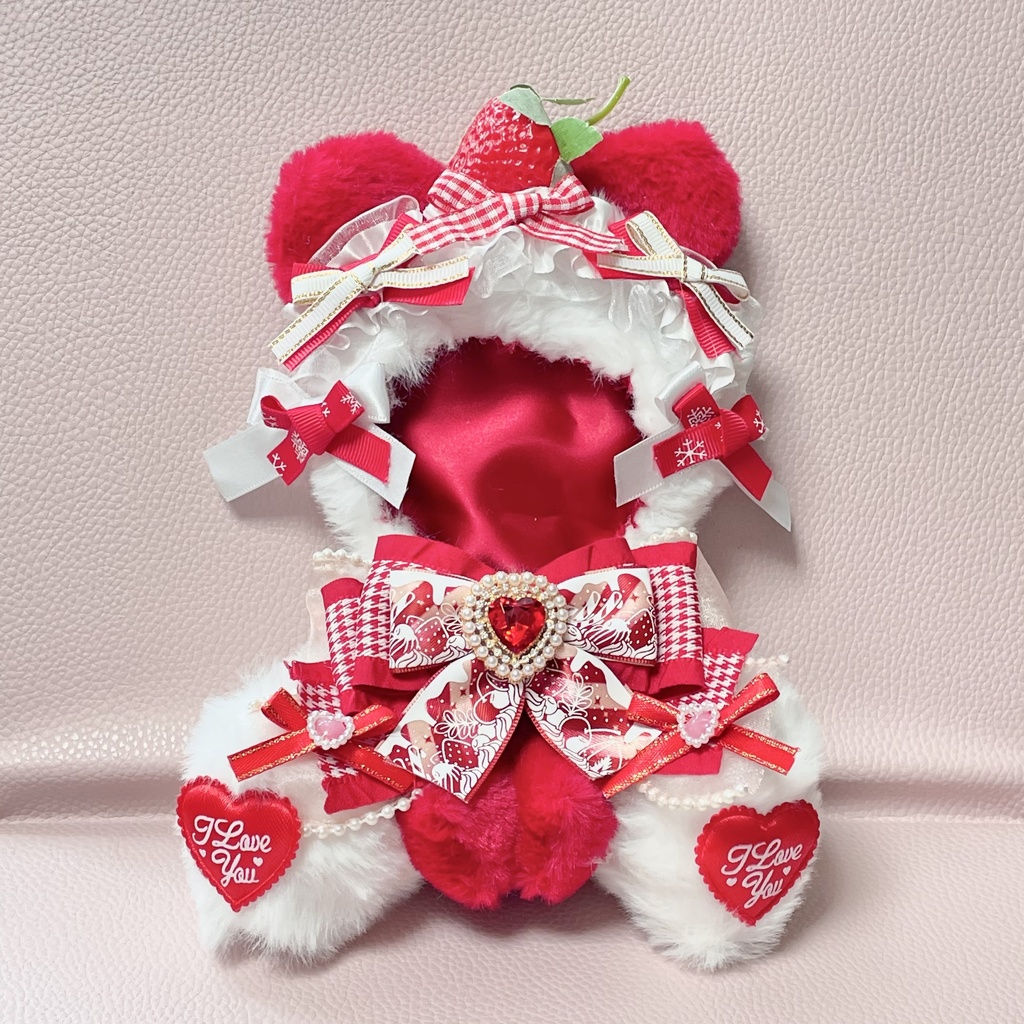 SM中間サイズぬい服🍓Strawberry parfait ribbon(裏地あり)