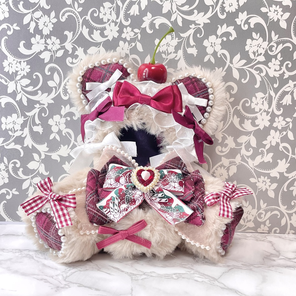 Sサイズぬい服🍒Bordeaux cherry parfait light beige(裏地あり)