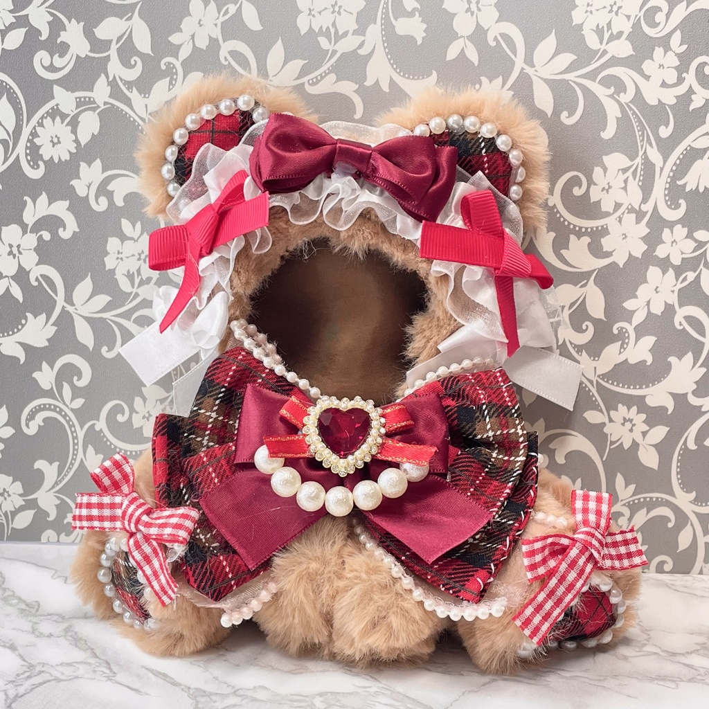 Sサイズぬい服❤️🍁Red gingham maple camel(裏地あり)