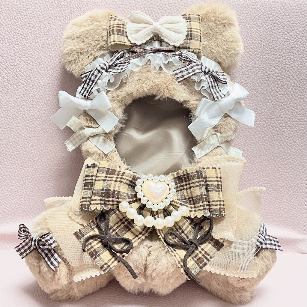 Mサイズぬい服☕️caffè e llatte check ribbon(裏地あり)